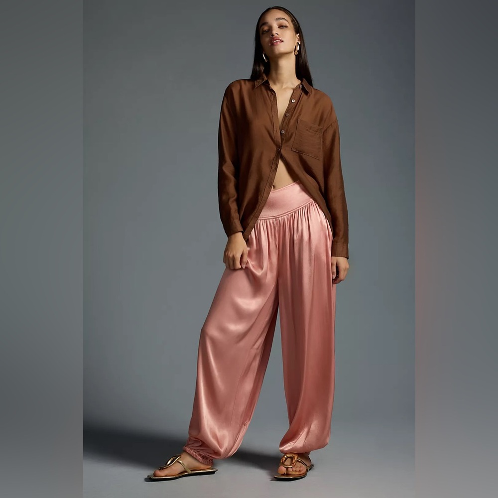 ANTHROPOLOGIE Silky Smocked Parachute Pants